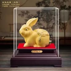 Ornamento de coelho banhado a ouro, o coelho dourado traz bênçãos, um artigo decorativo que atrai fortuna para casa e es