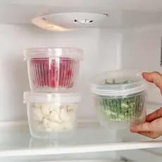 Caixa de Armazenamento Selada com Drenagem para Gengibre, Alho, Cebola, Organizador de Geladeira