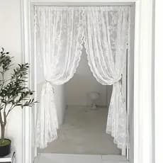 Cortina de Renda Branca 100*200cm para Janela e Porta, Cortinas para Sala de Estar, Cortinas Separadas, Decoração de Cas