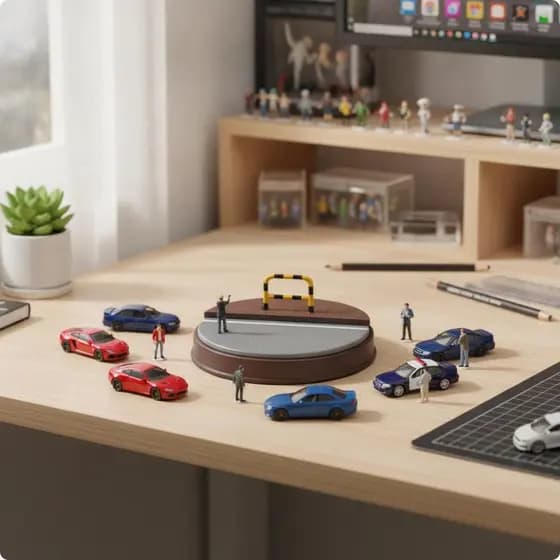 [wxdnfu] Base De Diorama De Mesa Com Plataforma De Cena Em Miniatura Escala 1 : 64 Barreira Detalhada Para Colecionadore