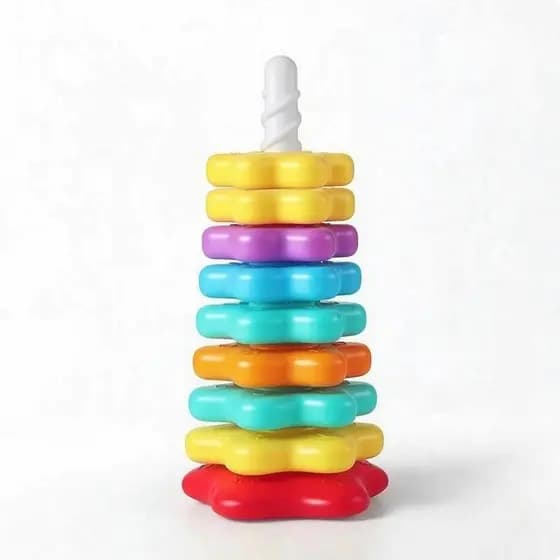 [wxdnfu] Empilhador Giratório Brinquedo De Empilhamento Educacional Com Poste Espiral Resistente BPAsafe Para Crianças ,