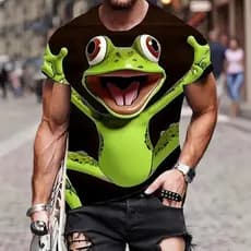 Europeu americano Cross-Border Amazon impressão 3D camiseta masculina tendência de rua engraçado Animal em torno do pesc