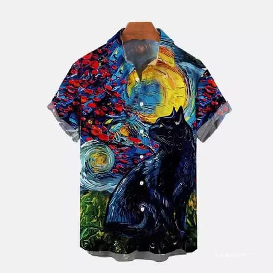 Cross-Border masculino impressão 3D havaí Casual camisa de manga curta solto Cardigan moda verão nova camisa tendência