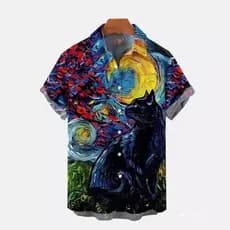Cross-Border masculino impressão 3D havaí Casual camisa de manga curta solto Cardigan moda verão nova camisa tendência