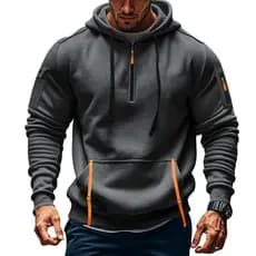 Tamanho europeu S-5XL Cross-Border novo estilo primavera outono moletom masculino com capuz zíper Multi-bolso esportes C