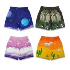 Europeu americano novo estilo na moda Shorts Digital 3D impresso muscular esportes quarto calças grande malha respirável
