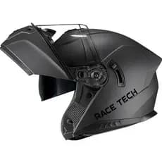 CAPACETE RACE TECH SIGNAL ARTICULADO ROBOCOP COM ÓCULOS INTERNO EXCLUSIVO PRETO BRILHO FOSCO