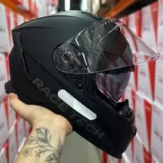 CAPACETE RACE TECH VOLT MONOCOLOR PRETO FOSCO COM VISEIRA SOLAR INTERNA ESPORTIVO NOVO