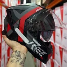 CAPACETE RACE TECH VOLT ABSTRAK PRETO FOSCO VERMELHO MASCULINO FEMININO COM VISEIRA SOLAR NOVO
