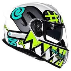 CAPACETE RACE TECH SIGNAL STUFF BRANCO/CINZA ESCAMOTEAVEL ARTICULADO ROBOCOP COM ÓCULOS INTERNO NOVIDADE PROMOCIONAL