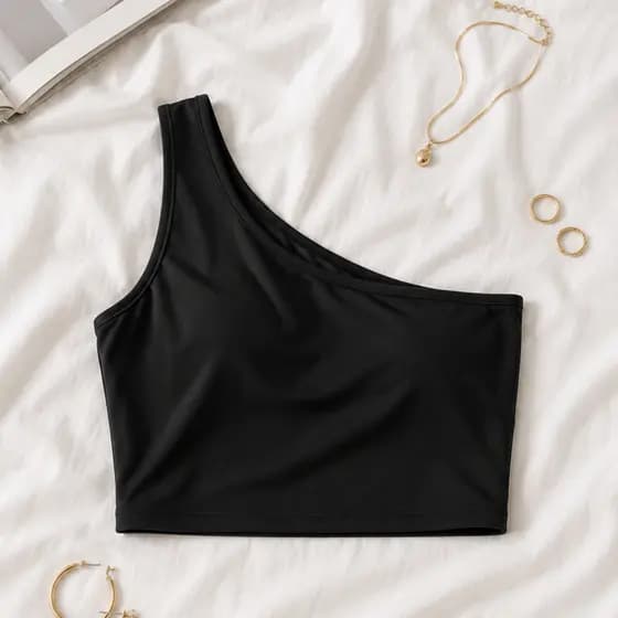Cropped Nula Manga Alça Única - Top de Uma Manga Só Verão - Várias Cores