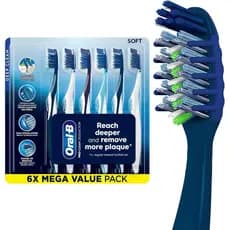 Escova de Dentes Manual Oral-B Pro Clean CrossAction, Pacote com 6, Cerdas de Maciez Média para Adultos, Remoção Profund
