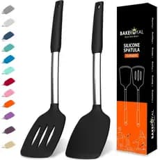 Conjunto de Espátulas de Silicone BakeRoyal - Espátulas de Silicone Resistentes ao Calor 600 ° F - Espátula com fenda e