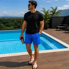 Bermuda Masculina Tactel Com Elastano Praia Piscina Treino Corrida Short Básico Tactel Premium