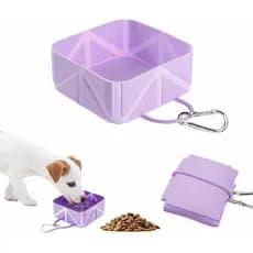 Tigela Portátil Dobrável de Silicone para Cães, 12oz(350ml), Recipiente Dobrável para Água e Comida de Animais de Estima