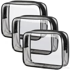 PACKI Bolsa de Higiene Transparente - Bolsa de Higiene Aprovada pela TSA, Pacote com 3, Mesmo Tamanho Médio, Bolsa de Vi