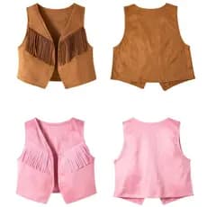 85U1 Elegante colete de cowboy ocidental rosa-marron, adequado para meninos, fantasia de feriado, apresentação de carnav