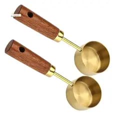 DYEV [Hot] Colher de Café em Aço Inoxidável para Café Moído, Medidor de 15ml com Cabo de Madeira, Fácil Instalação-A