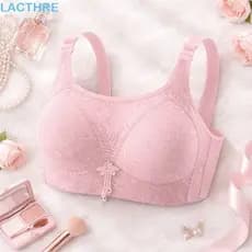 Sutiã De Tamanho Grande LACTHRE , Push-Up Sem Fio De Malha Floral Colete Feminino Doce Anti-Flacidez