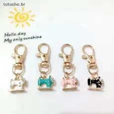 4 Mini Chaveiros de Máquina de Costura - Pontos de Memória e Significado, Chaveiros de Metal Esmaltado Vintage GJJP