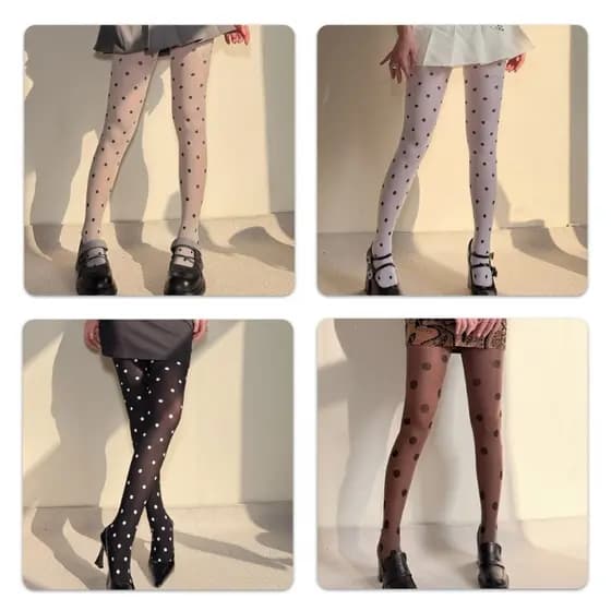 AA * Meia-Calça Feminina Elegante Com Bolinhas Opacas , Elástica E Confortável , De Nylon Para Uso Diário