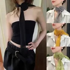Lenço de chiffon, xale floral moderno multifuncional, acessório de pescoço elegante e luxuoso.
