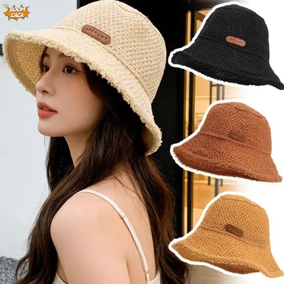 Chapéus De Balde De Aba Larga Com Proteção Solar , Moda Verão , Tecido , Praia , Pescador , Para Mulheres , Homens , Via