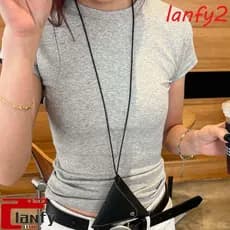Bolsa Triangular Dobrável LANFY , Mini Elegante Para Moedas Pendurada No Pescoço , De Couro Removível Fone De Ouvido