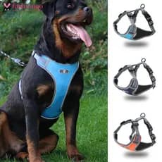 FASHIONGO Arnês Para Cães Médios E Grandes , Coleira Reflexiva Ajustável , Acessórios Animais De Estimação R4W6