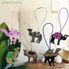 [MYBR] Corda Crachá Camelo Animal Frisado Strass Lantejoulas Bolsa Cordão Alça De Pulso Acessórios DIY [WELL]