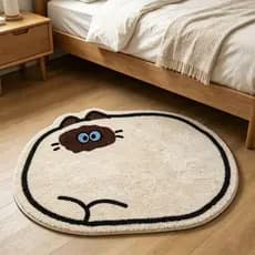 Gato bonito dos desenhos animados tapete de chão quarto cabeceira engrossado imitação Cashmere tapete porta do banheiro