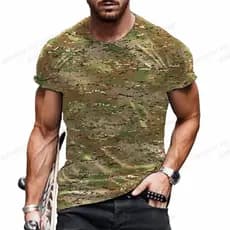 Camiseta camuflada masculina camuflada 3D impressa camiseta masculina moda gola redonda manga curta camiseta Casual ao a