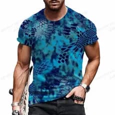 Camiseta camuflada masculina camuflada 3D impressa camiseta masculina moda gola redonda manga curta camiseta Casual ao a