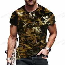 Camiseta camuflada masculina camuflada 3D impressa camiseta masculina moda gola redonda manga curta camiseta Casual ao a