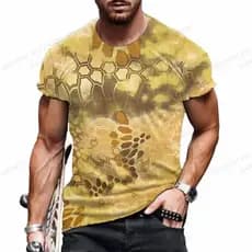 Camiseta camuflada masculina camuflada 3D impressa camiseta masculina moda gola redonda manga curta camiseta Casual ao a