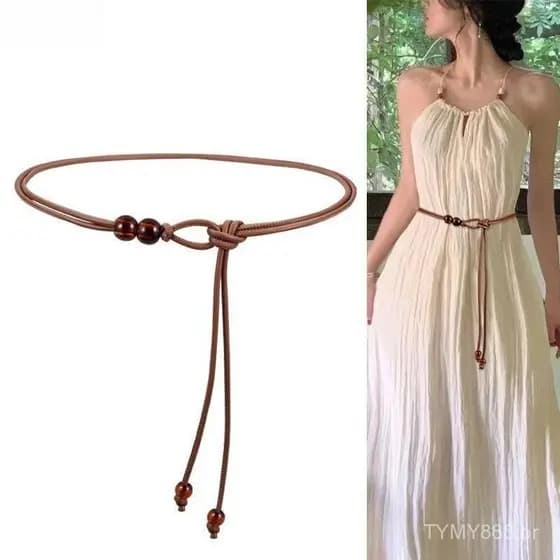 Cinto Fino de Couro Redondo e Elegante para Mulheres, Corrente Decorativa para Cintura, Adequado para Vestidos, Casacos,