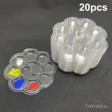 20 paletas descartáveis em formato de flor de ameixa para pintura a óleo e guache, ferramentas laváveis para pintura em