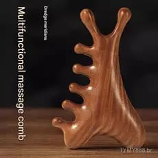 Pente de massagem de sândalo quatro em um, adequado para o couro cabeludo e meridianos do corpo, antiestático, com desig