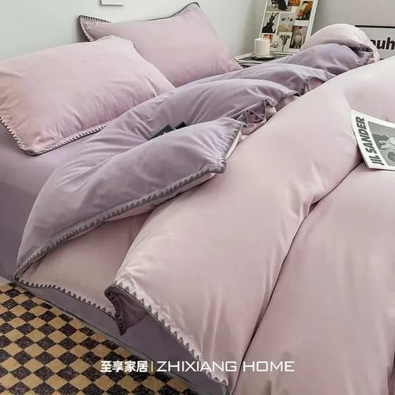 Luz de luxo 2026 cama conjunto de quatro peças cor sólida escovado lençol cama dormitório colcha