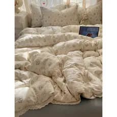 Conjunto de cama classe A, quatro peças, algodão puro, 2026, capa de edredom, lençol, capa de edredom, cama de estudante