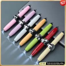 Caneta Esferográfica Giratória Fidget , Ferramenta De Escrita De Metal , Prática , Redutor De Estresse Com Luz LED