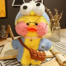 Pato de pelúcia macio Lalafanfan de 30cm com óculos, fantasia de boneca Kawaii, presente de aniversário ou Natal para me