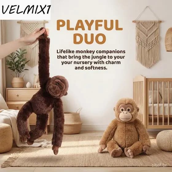 Brinquedo De Pelúcia De Macaco VELMIX1 , Boneca Grande De Braço Longo De Simulação Orangotango Realista