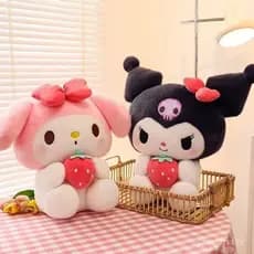 Brinquedo de Pelúcia Antialérgico de 25cm Kuromi, My Melody ou Cinnamoroll - Personagens de Desenhos Animados