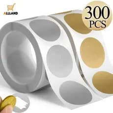 300Pcs/Roll Scratch Off Stickers-Adesivo De Rótulos De Forma Redonda-Feito À Mão Para Material De Festa De Raspadinha De