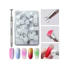 100 Pçs Esponjas De Unhas Para Ombre Profissional Macio Da Arte Do Prego Com Caneta De Agarrar , Ferramentas Acrílicas M