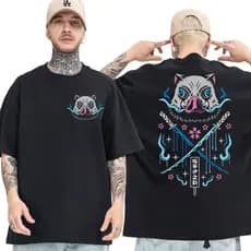 Oversized Camiseta Japonesa Anime Demon Killer Beast Fitness Algodão Verão