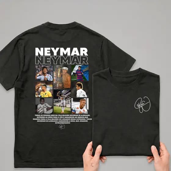 Camiseta Neymar Menino Ney Camisa Básica Unissex Algodão 30.1 Premium