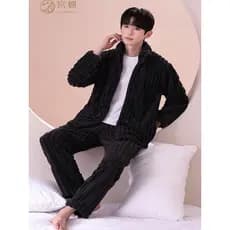 Gongdie pijamas masculinos inverno engrossado quente Coral velo tamanho grande pode usar fora da juventude simples Casua