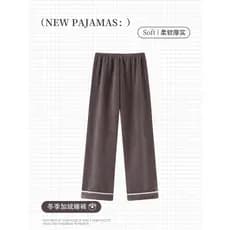 2026 novo estilo outono inverno dia meio lado velo calças de pijama masculino forro de lã engrossado calças Coral